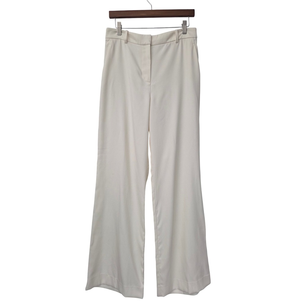 Reiss E01 High-Rise Wide-Leg Tailored Trousers Women 6 Cream NWOT $295